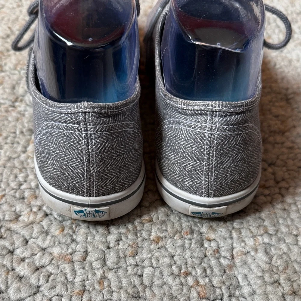 Vans Gray Herringbone Canvas Low-Top Sneakers
